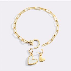 Mint&Lily Mother Of Pearl Initial Heart Charm Bracelet